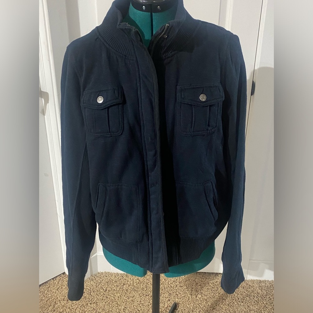 Aeropostale Zip Up Bomber Light Jacket Black Size XXL